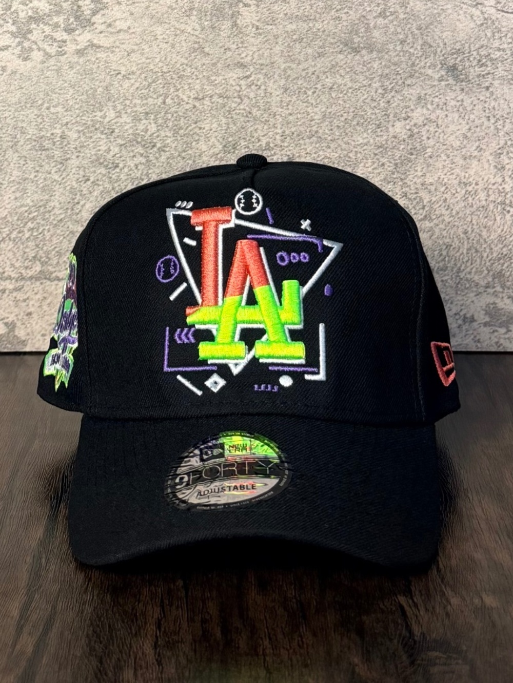 New Era 9FORTY LA Dodgers Neon Graffiti 100th Anniv Snapback A-Frame MLB Hat NWT